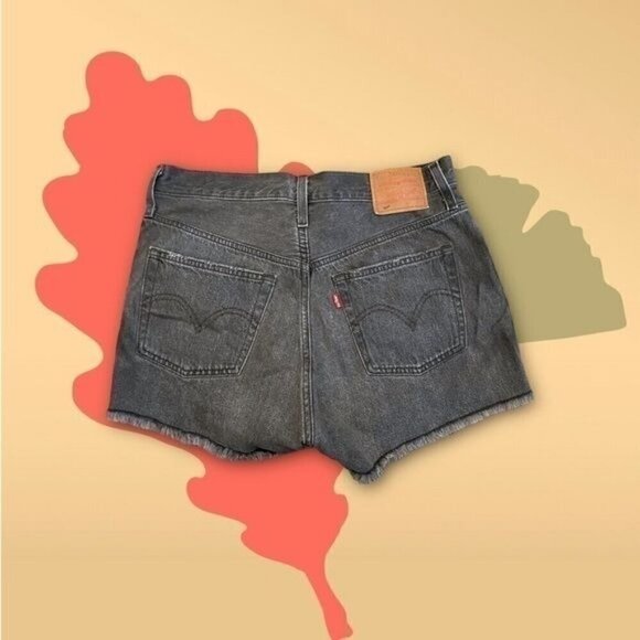 Levi’s Premium 501 Original Shorts Distressed Cutoff Eat Your Words Charcoal 29 - Picture 3 of 10